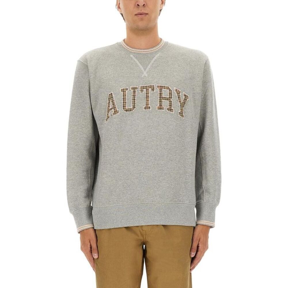 AUTRY Men's Crewneck Sweatshirt with Embroidered Logo Men GREY Sweaters &